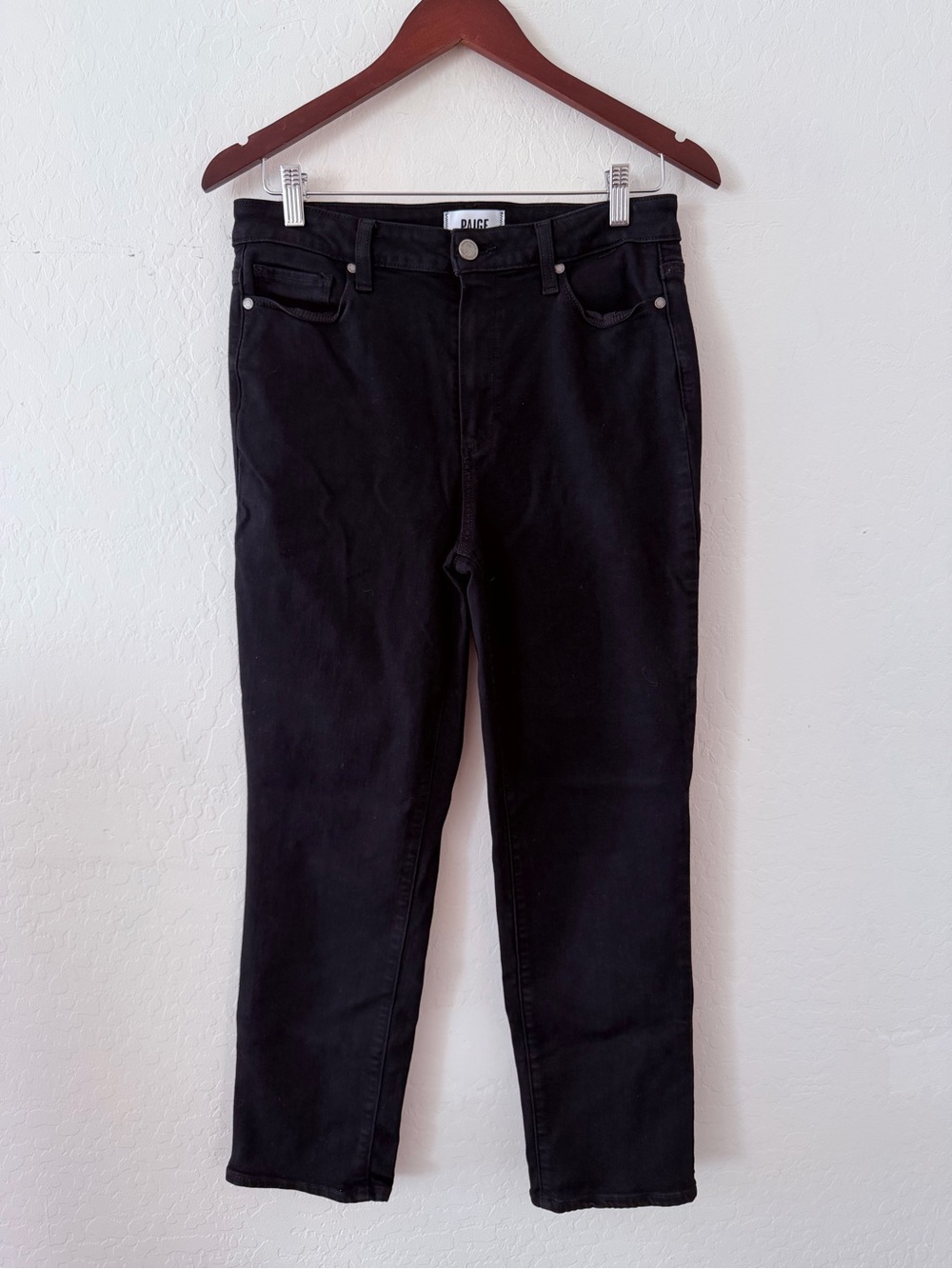 PAIGE Jacqueline Straight Black Jeans Women’s Size 30 Stretch Denim